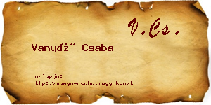 Vanyó Csaba névjegykártya